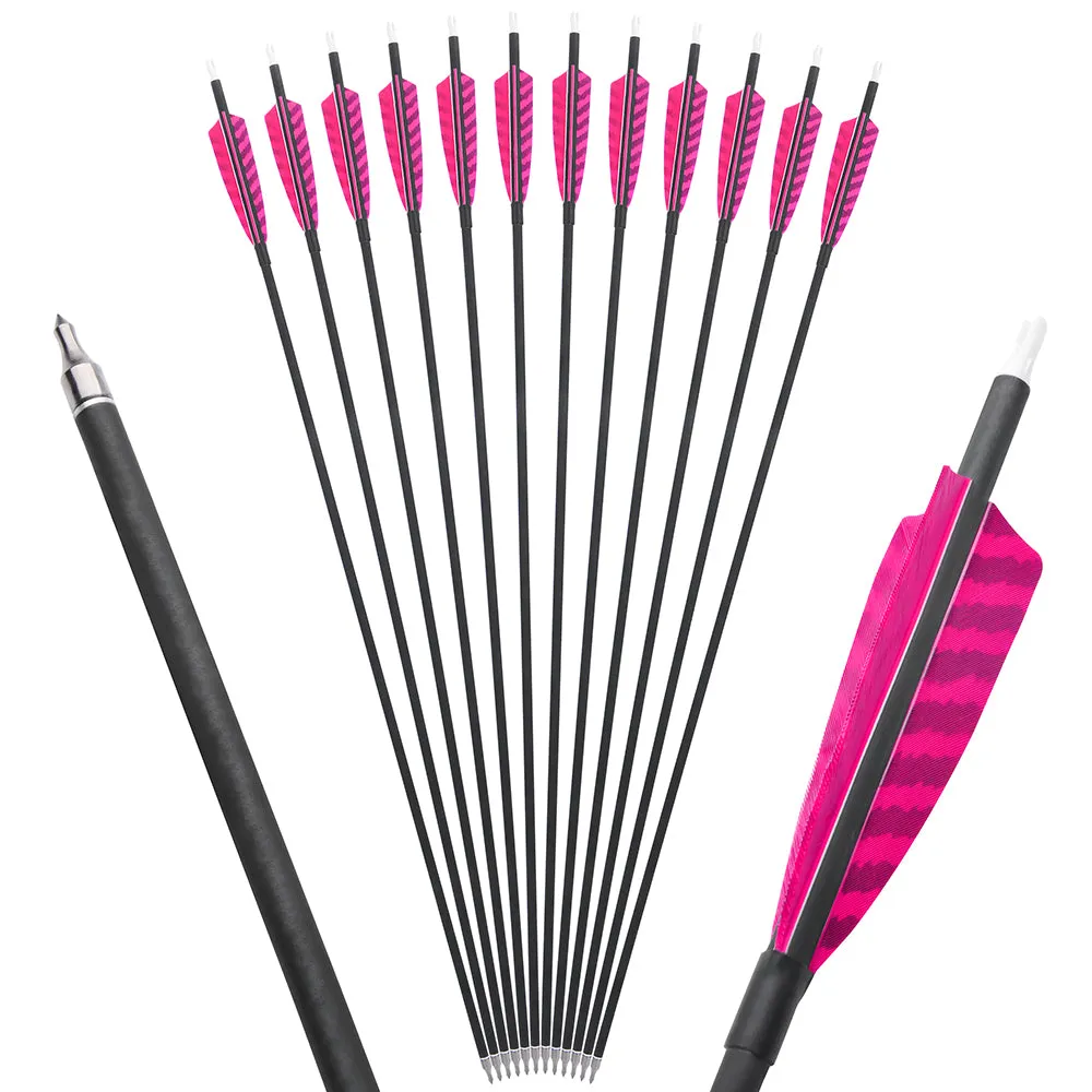 🎯12pcs Carbon Arrows Spine 500 Archery