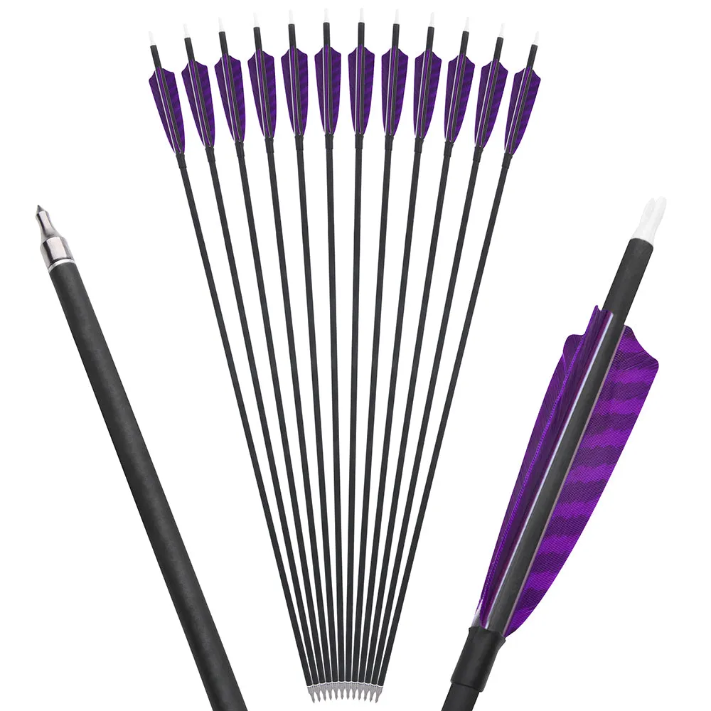 🎯12pcs Carbon Arrows Spine 500 Archery