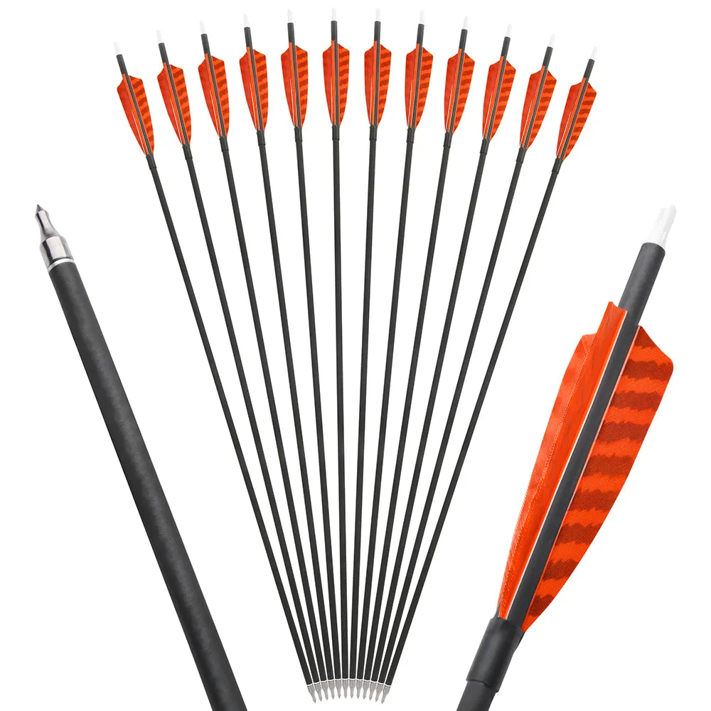 🎯12pcs Carbon Arrows Spine 500 Archery