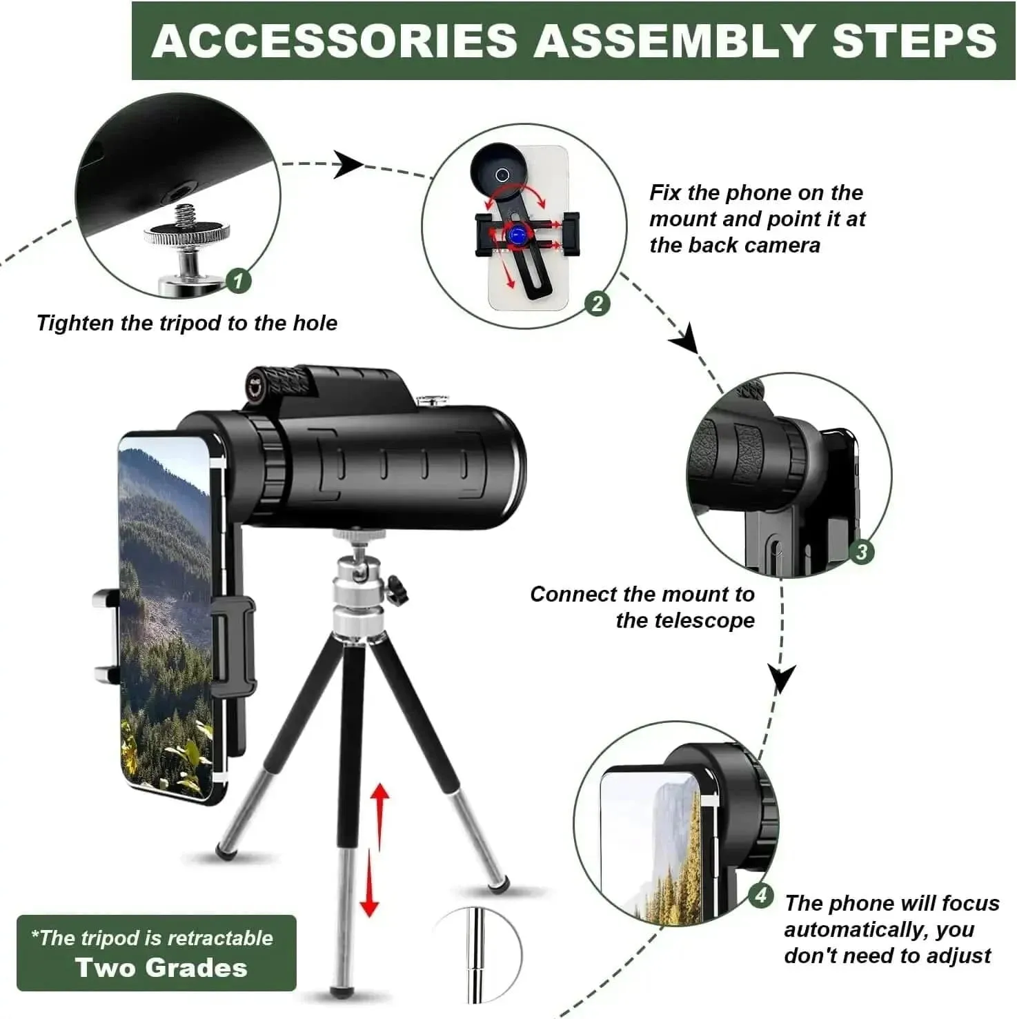 40X60 Military Zoom HD Powerful Binoculars Long Range Portable Professional Telescope Monocular Low Night Vision for Hunting