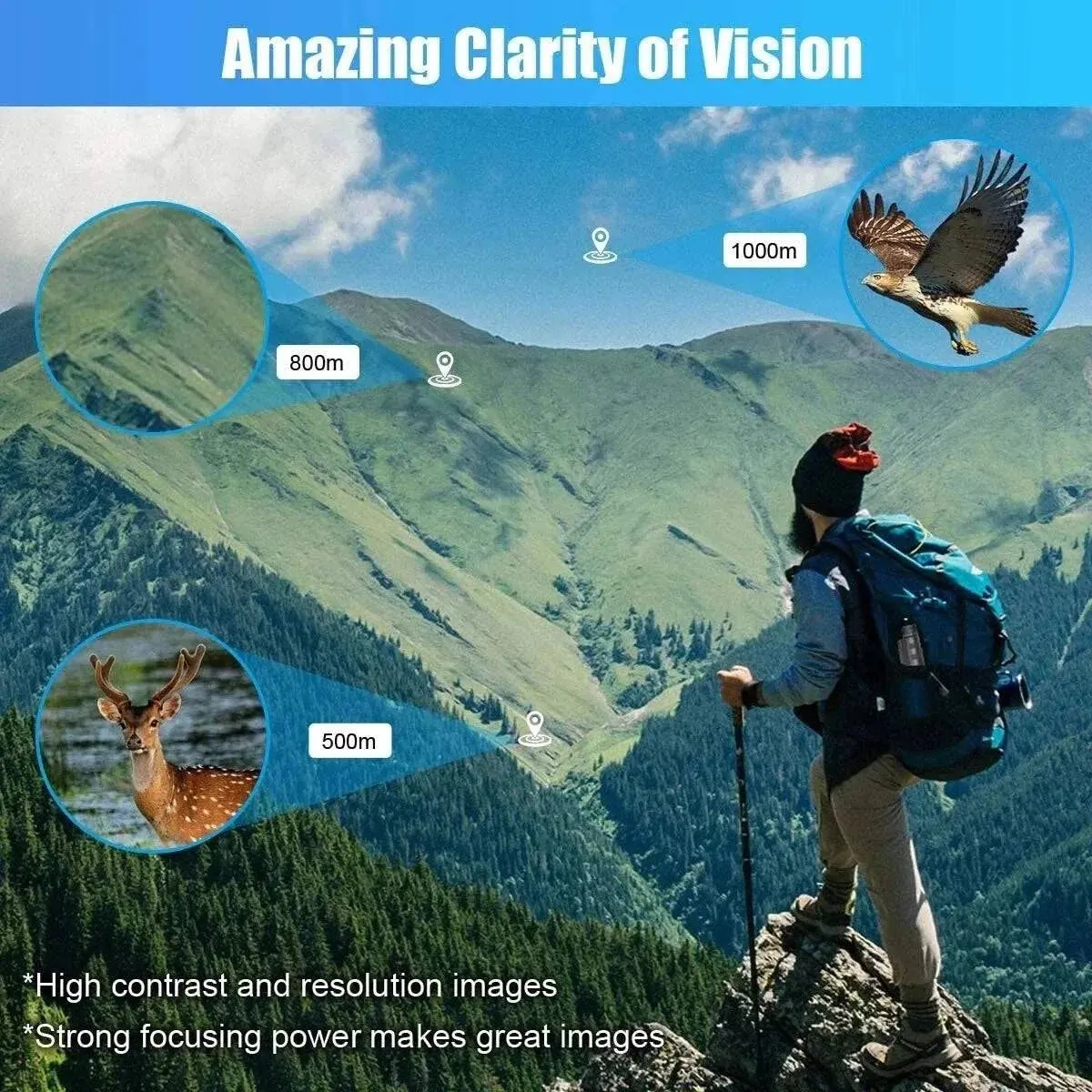 40X60 Military Zoom HD Powerful Binoculars Long Range Portable Professional Telescope Monocular Low Night Vision for Hunting