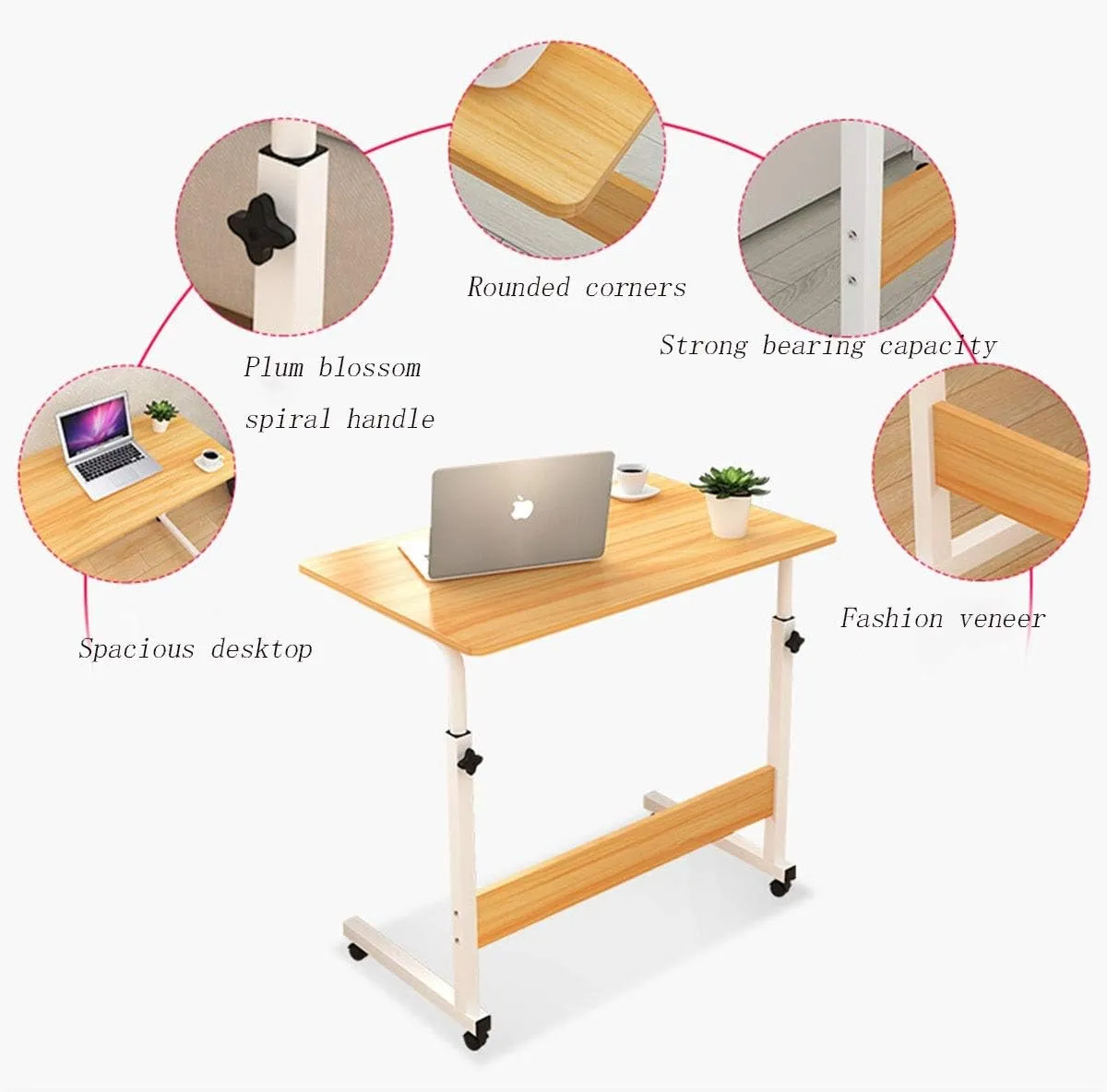 60X90X40Cm Adjustable Height Movable Laptop Desk