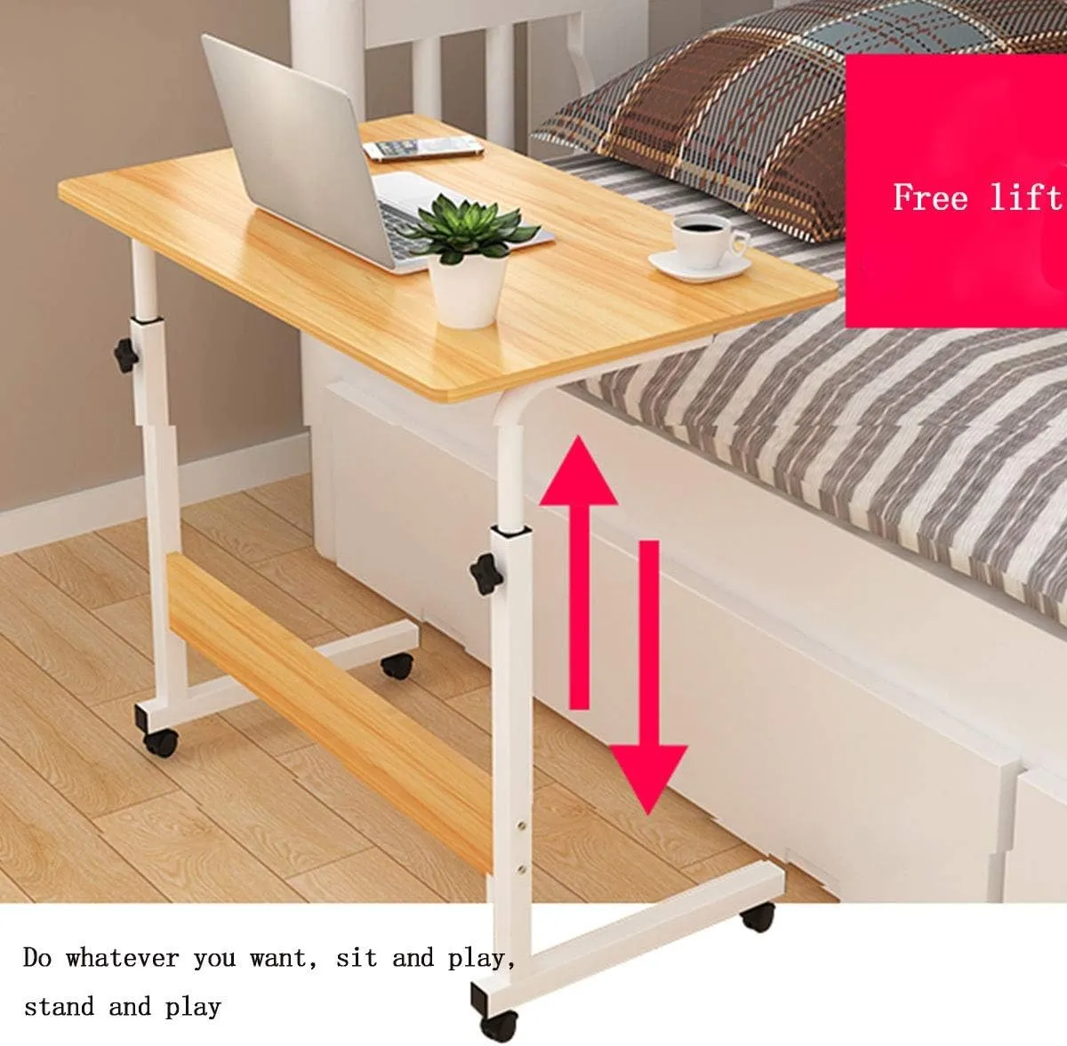 60X90X40Cm Adjustable Height Movable Laptop Desk