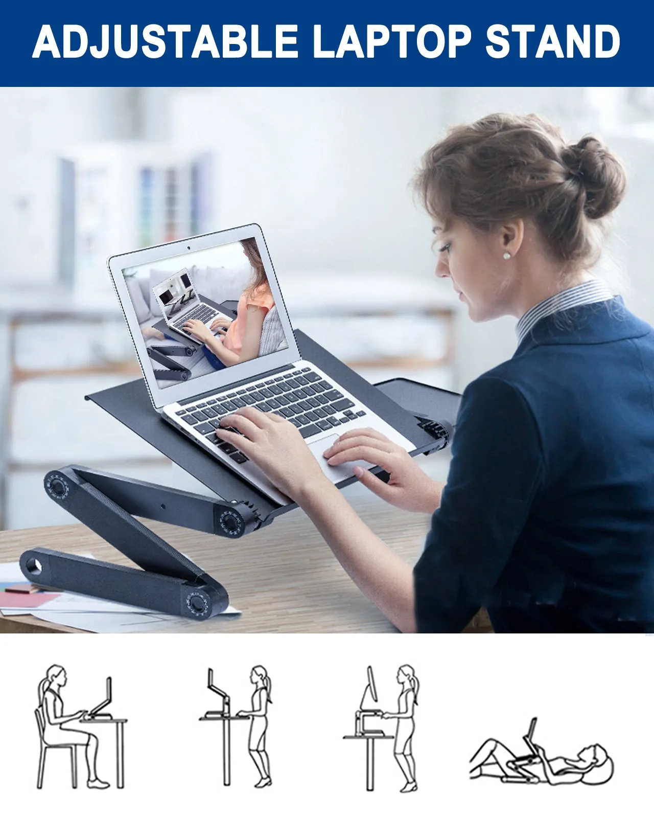 Adjustable Laptop Stand, Office Table RAINBEAN Laptop Desk