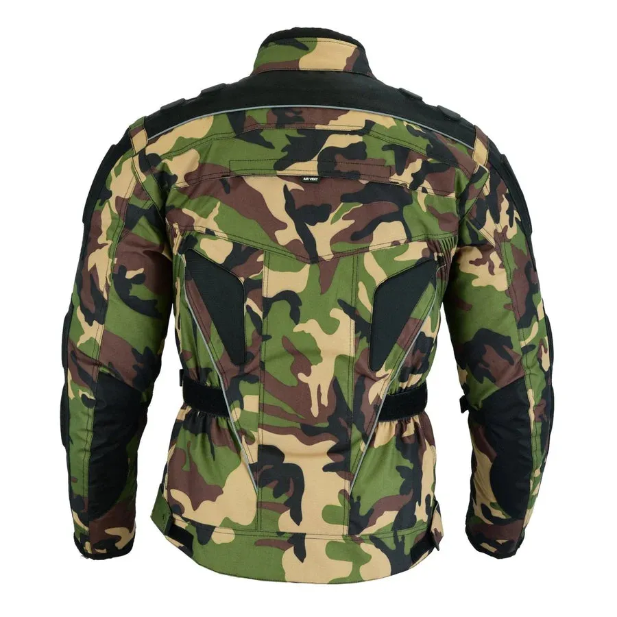 Camouflage Textile Military Motorcycle Armoured Biker Jacket in Gray or Green