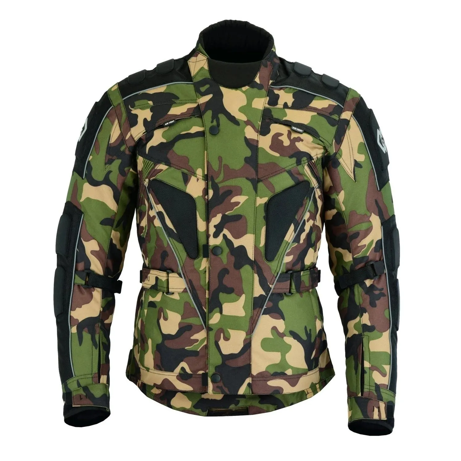 Camouflage Textile Military Motorcycle Armoured Biker Jacket in Gray or Green