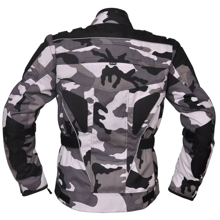Camouflage Textile Military Motorcycle Armoured Biker Jacket in Gray or Green