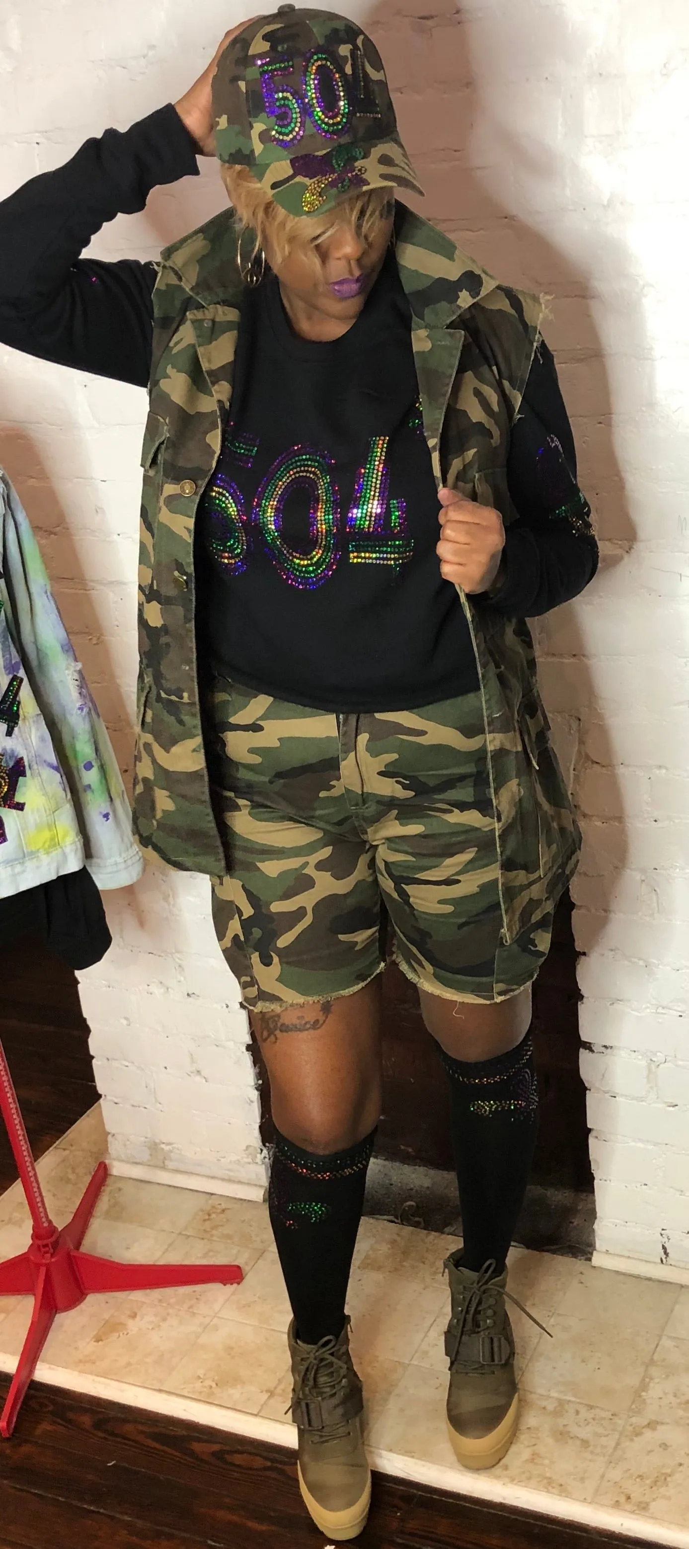 CUSTOMIZE CAMOUFLAGE  BLING Patchwork VEST