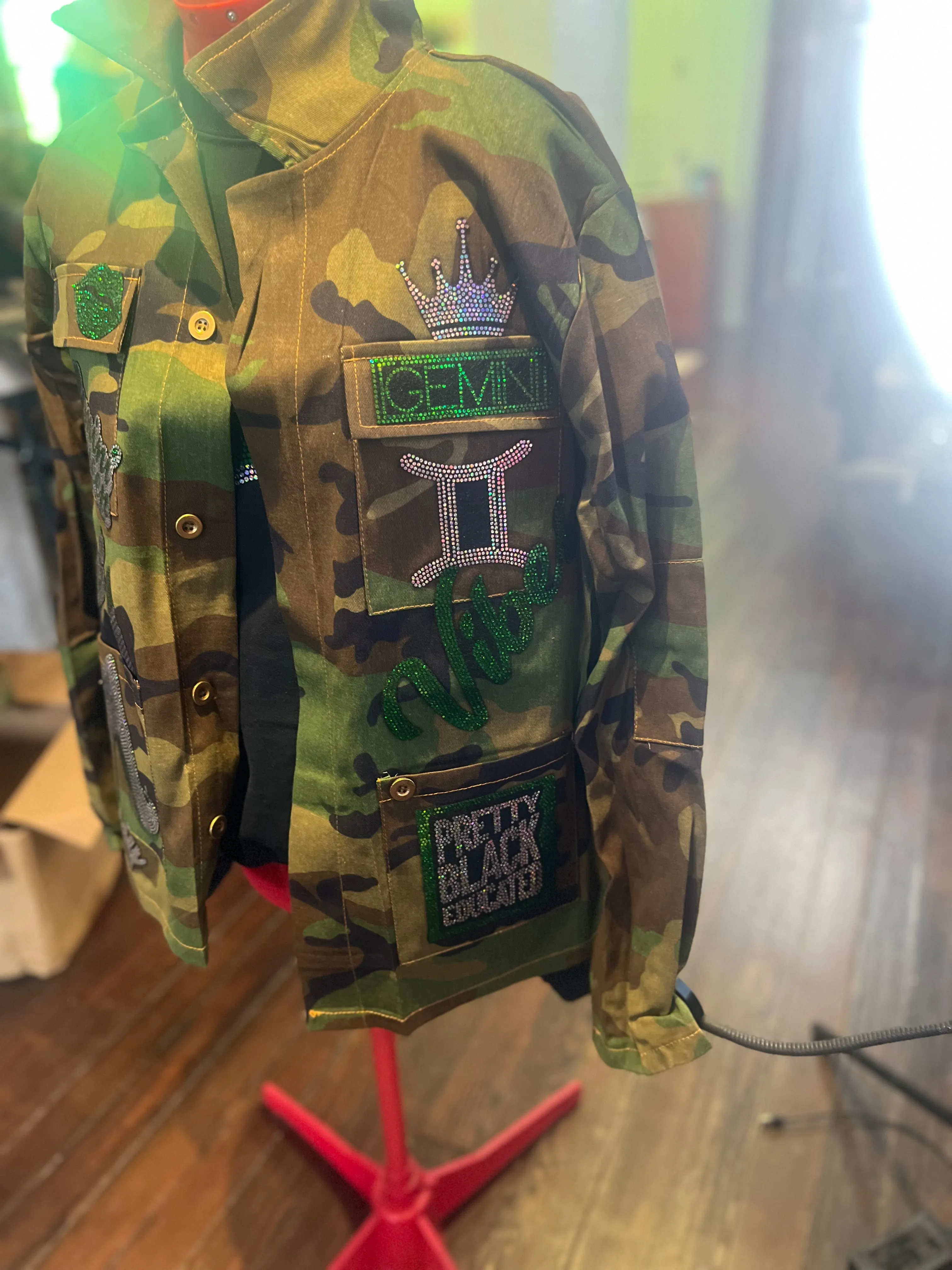 Gemini CAMOUFLAGE BLING Patchwork JACKET