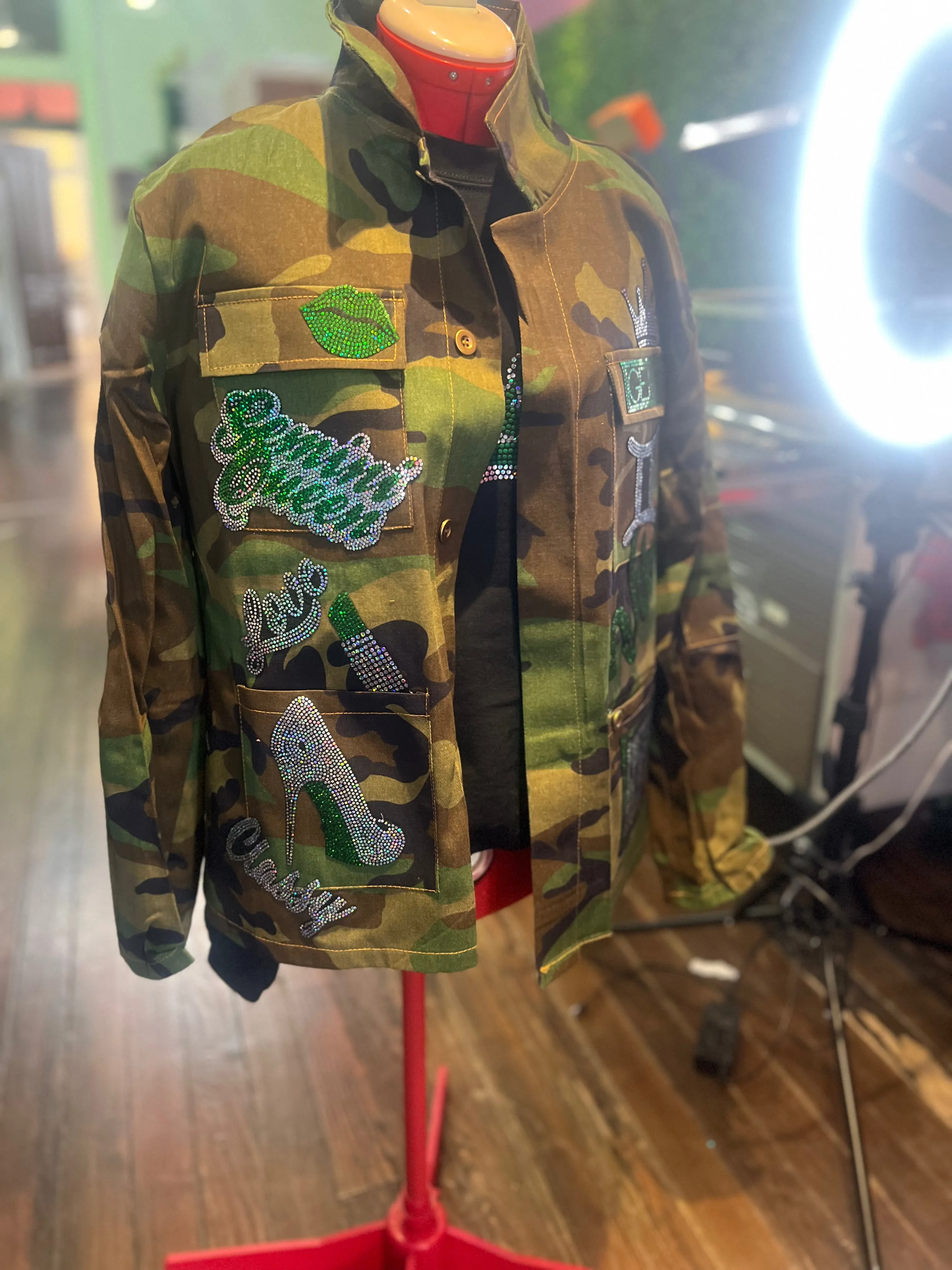 Gemini CAMOUFLAGE BLING Patchwork JACKET