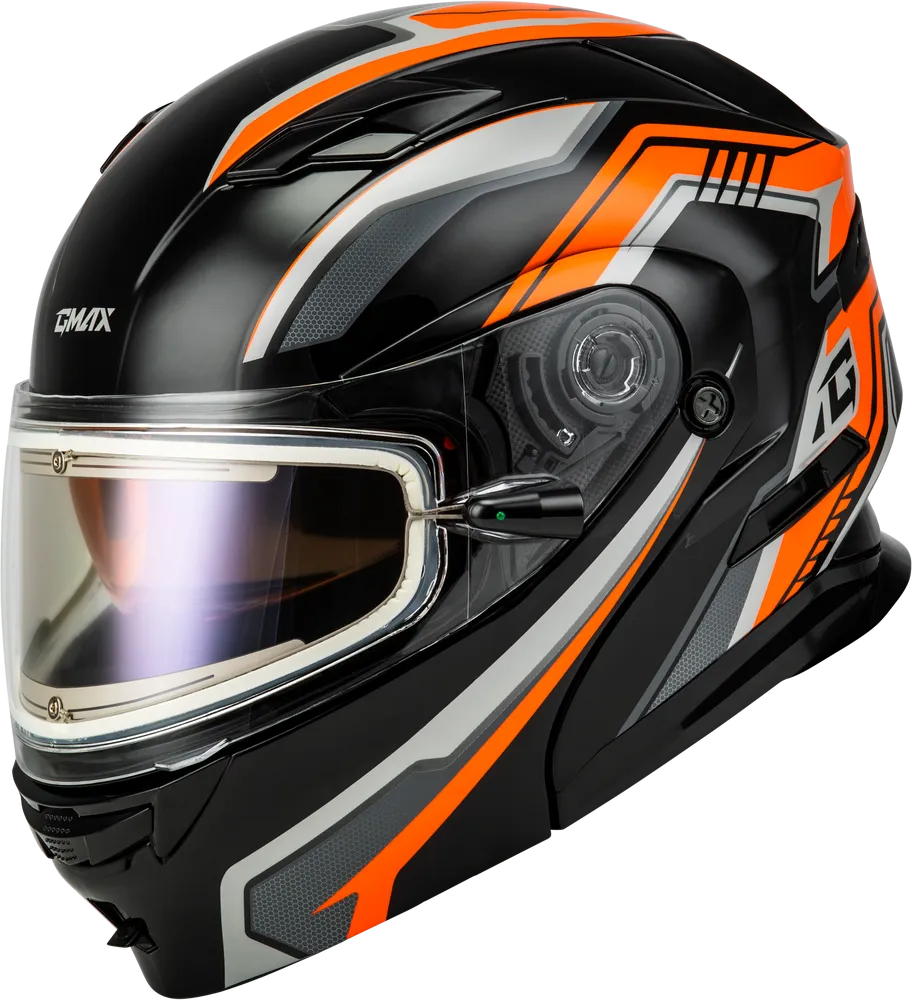 Gmax MD-01S Transistor Snow Helmet Orange Black Electric Shield and Dual Lens