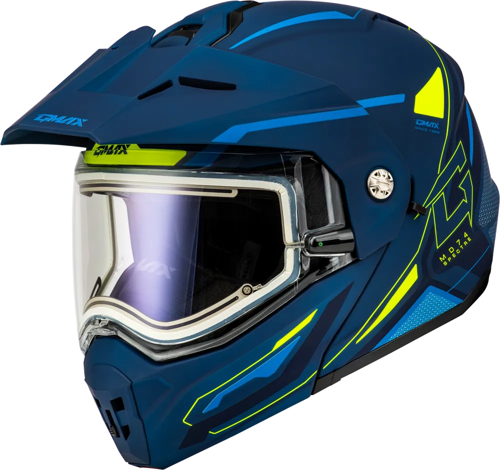 Gmax MD-74S Spectre Snow Helmet Matte Blue Green Electric Shield