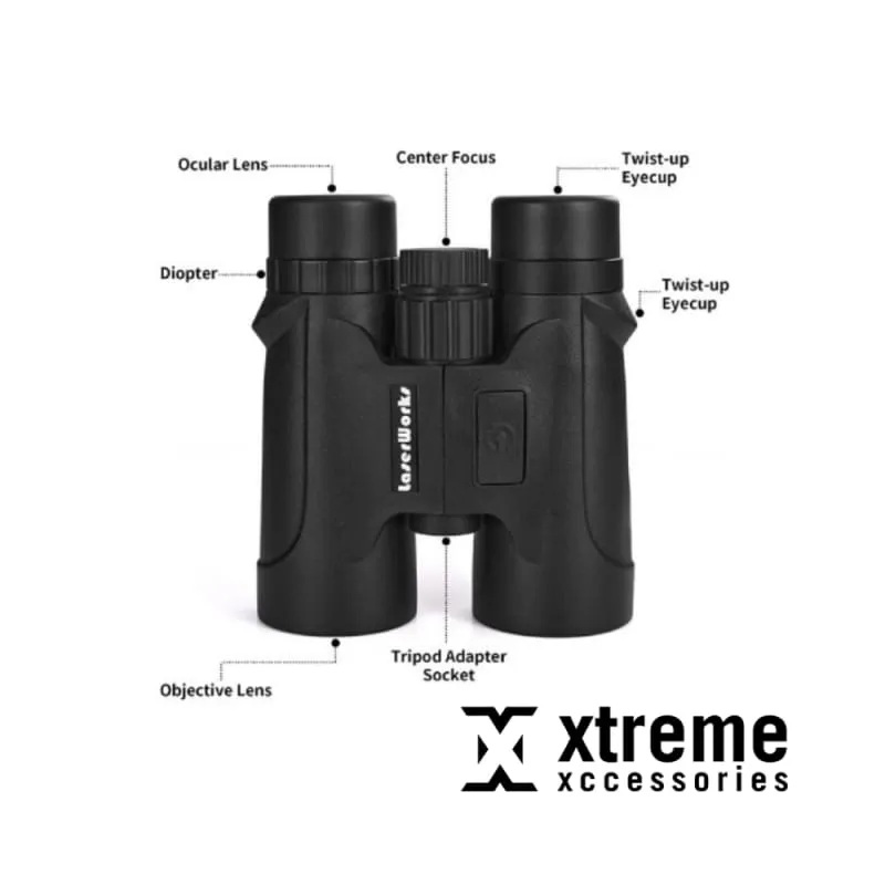 LaserWorks Rangefinder Binoculars TD1300 with 8x magnification and 21mm objective lenses