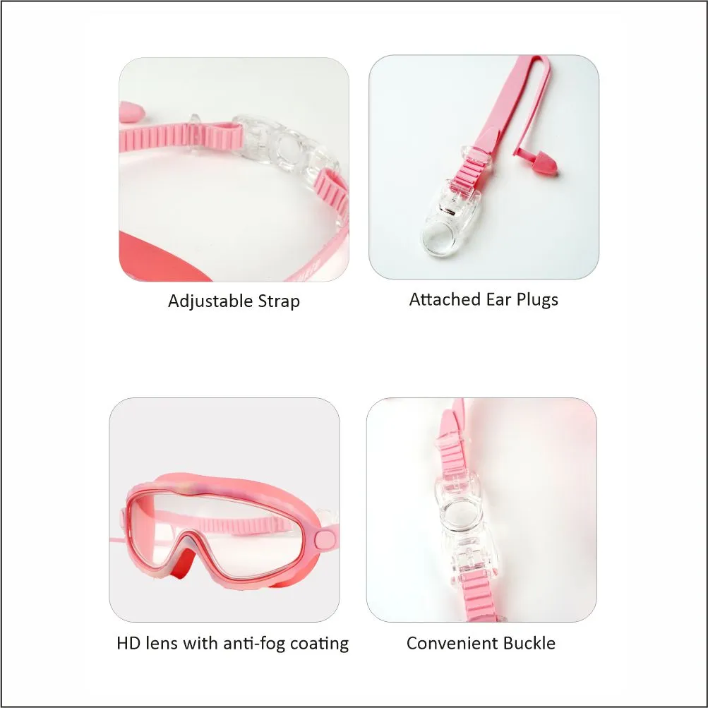Light Pink Bubble Anti Fog UV Protection Leakproof Design Swim Goggles for Kids,4yrs  - 10yrs