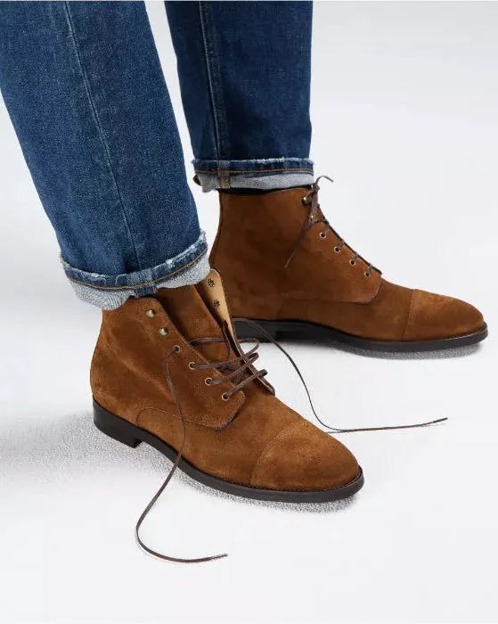 MARTIN Camel laced boots for men