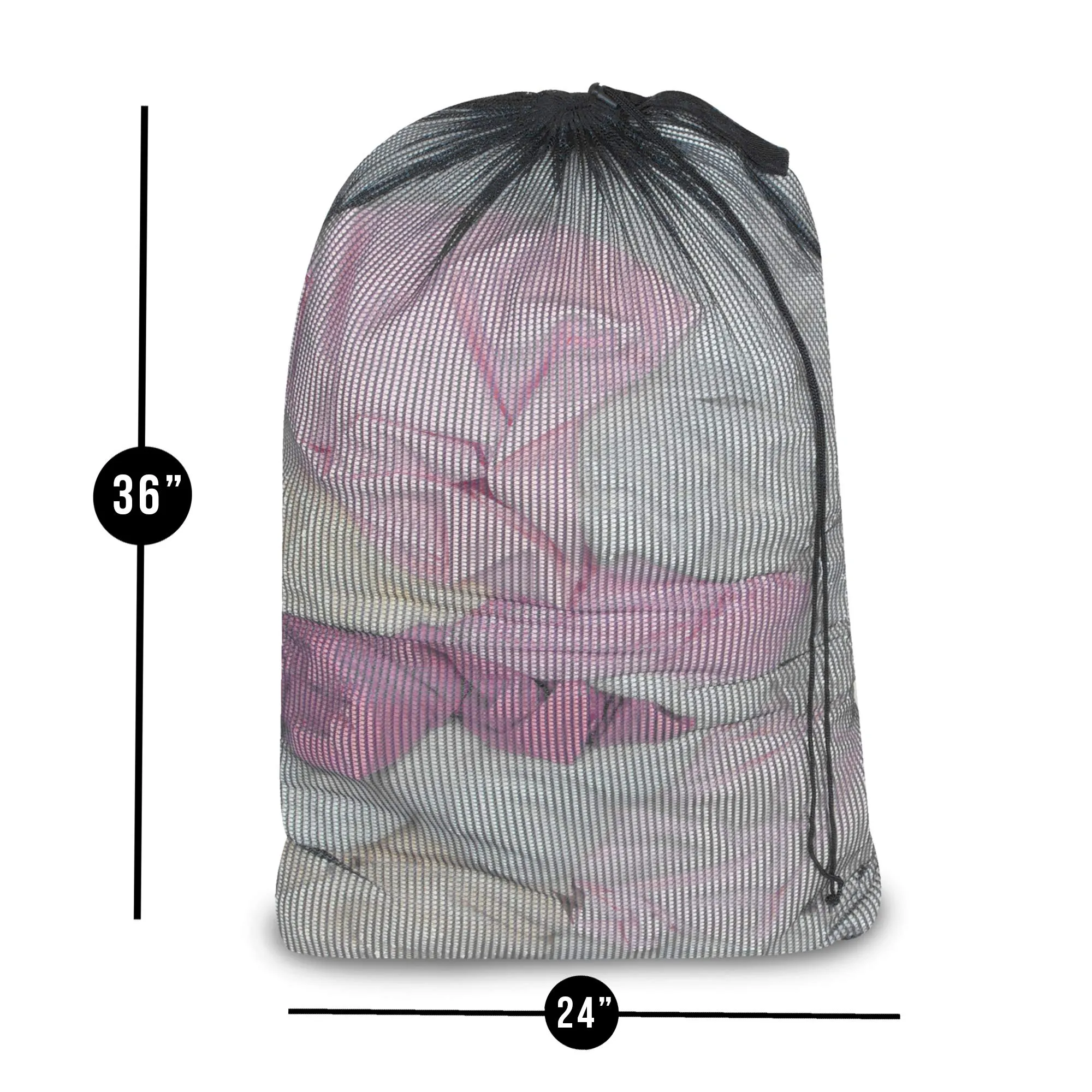 Mesh Laundry Bag with Handle and Push Lock Drawstring - Multiple Options