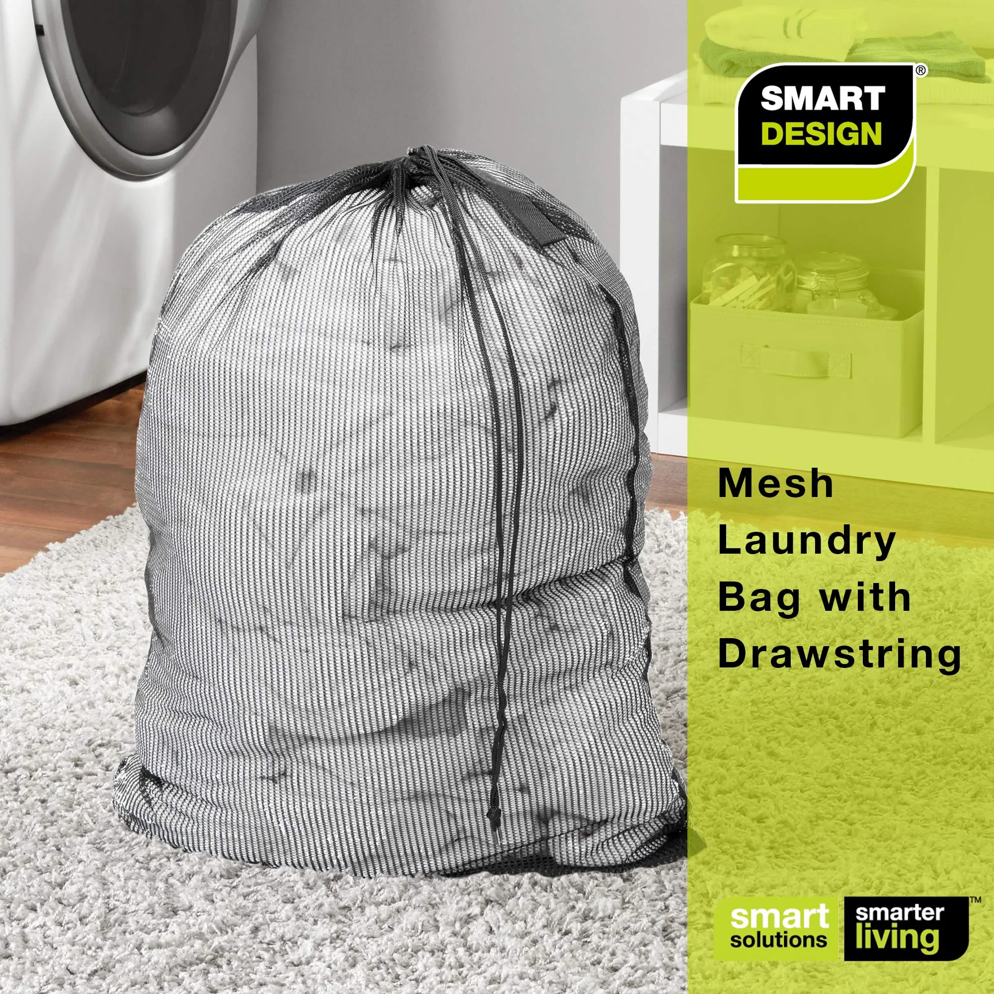 Mesh Laundry Bag with Handle and Push Lock Drawstring - Multiple Options