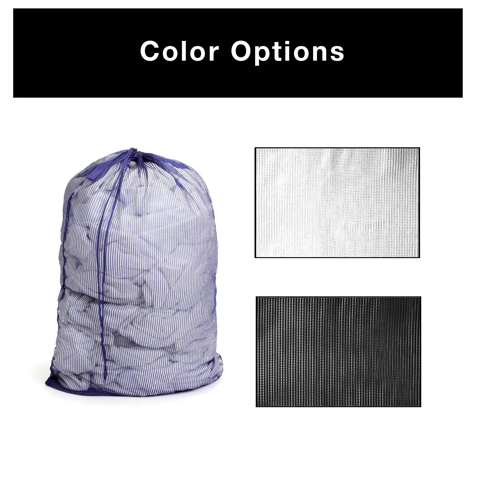 Mesh Laundry Bag with Handle and Push Lock Drawstring - Multiple Options