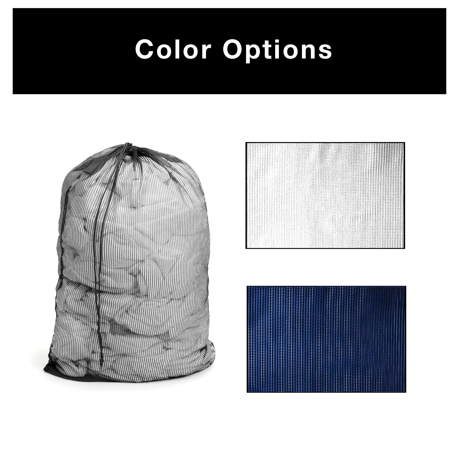 Mesh Laundry Bag with Handle and Push Lock Drawstring - Multiple Options
