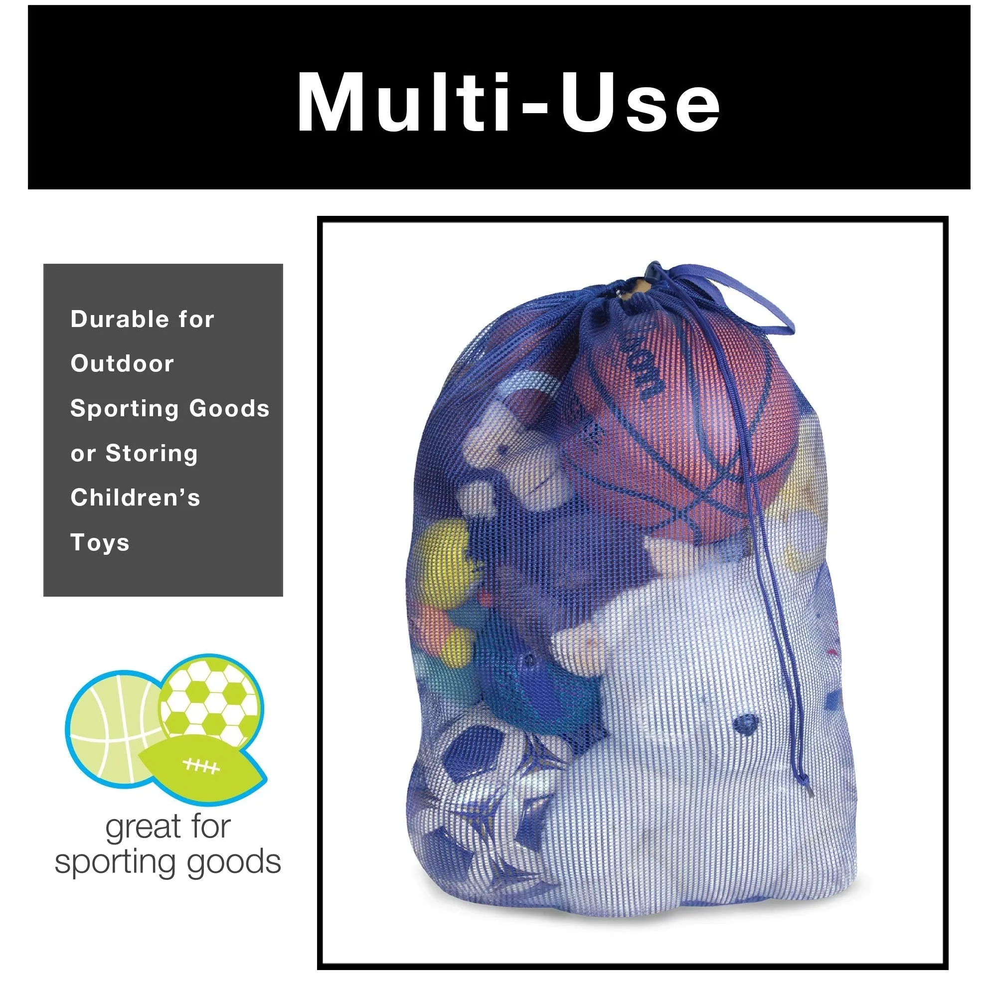 Mesh Laundry Bag with Handle and Push Lock Drawstring - Multiple Options