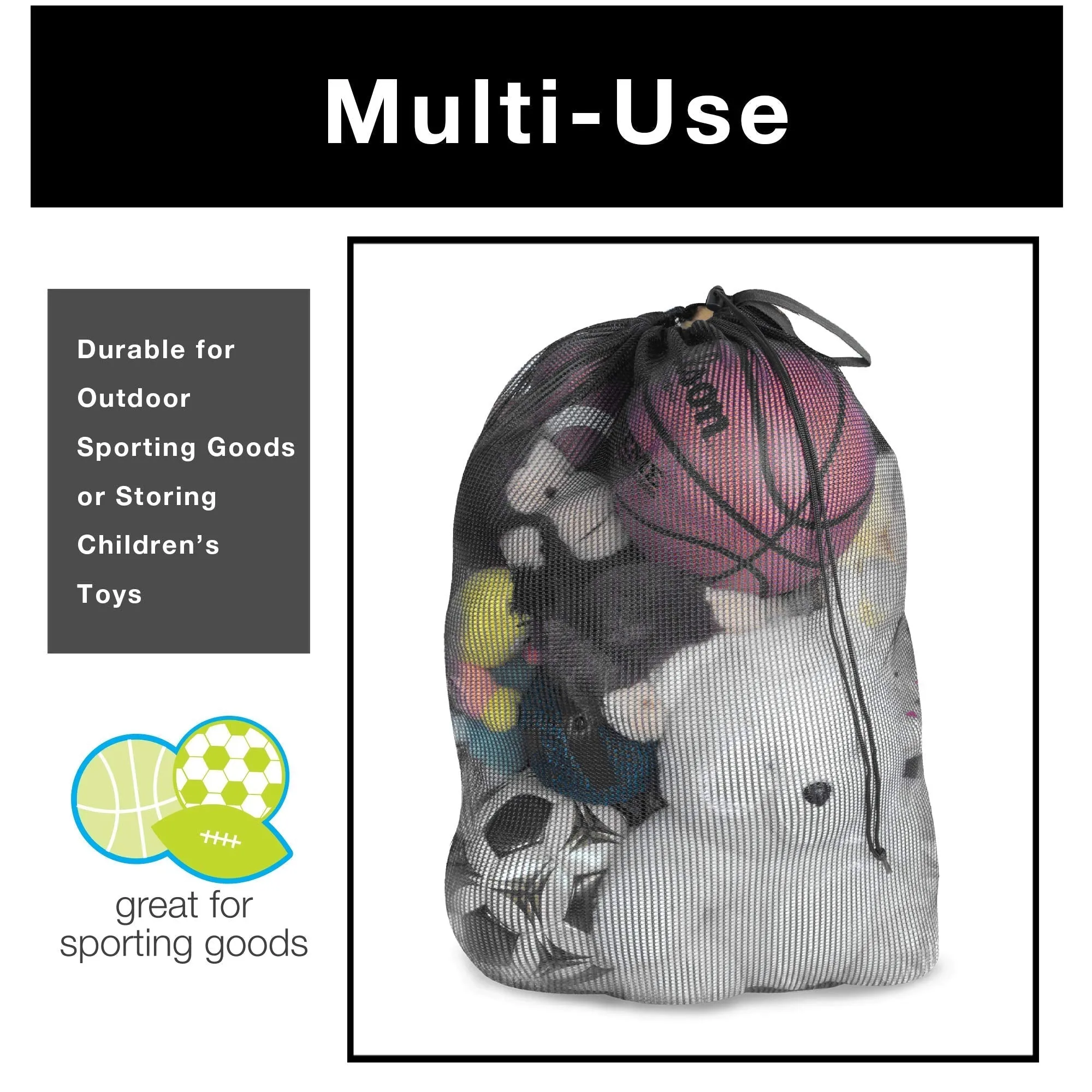 Mesh Laundry Bag with Handle and Push Lock Drawstring - Multiple Options