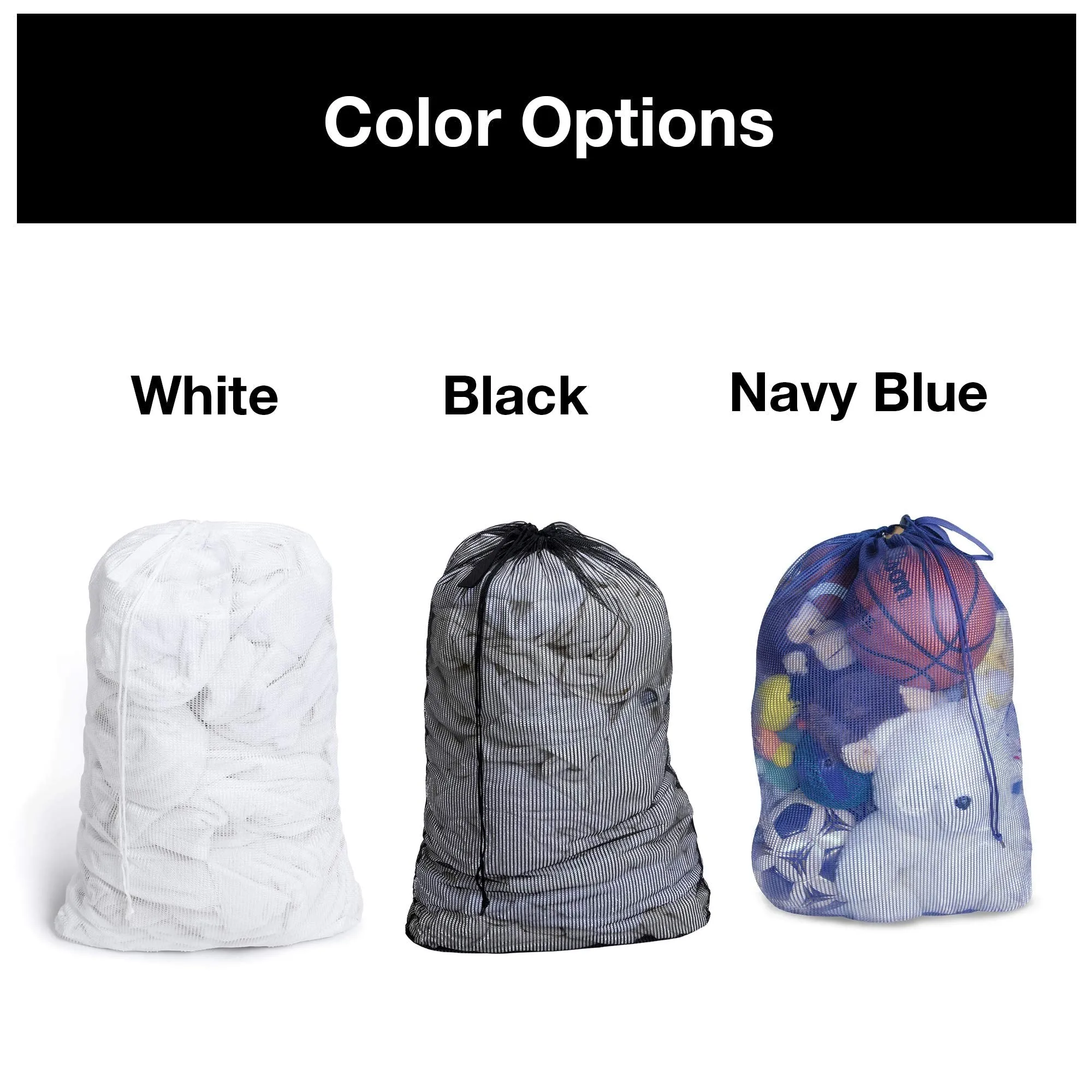 Mesh Laundry Bag with Handle and Push Lock Drawstring - Multiple Options