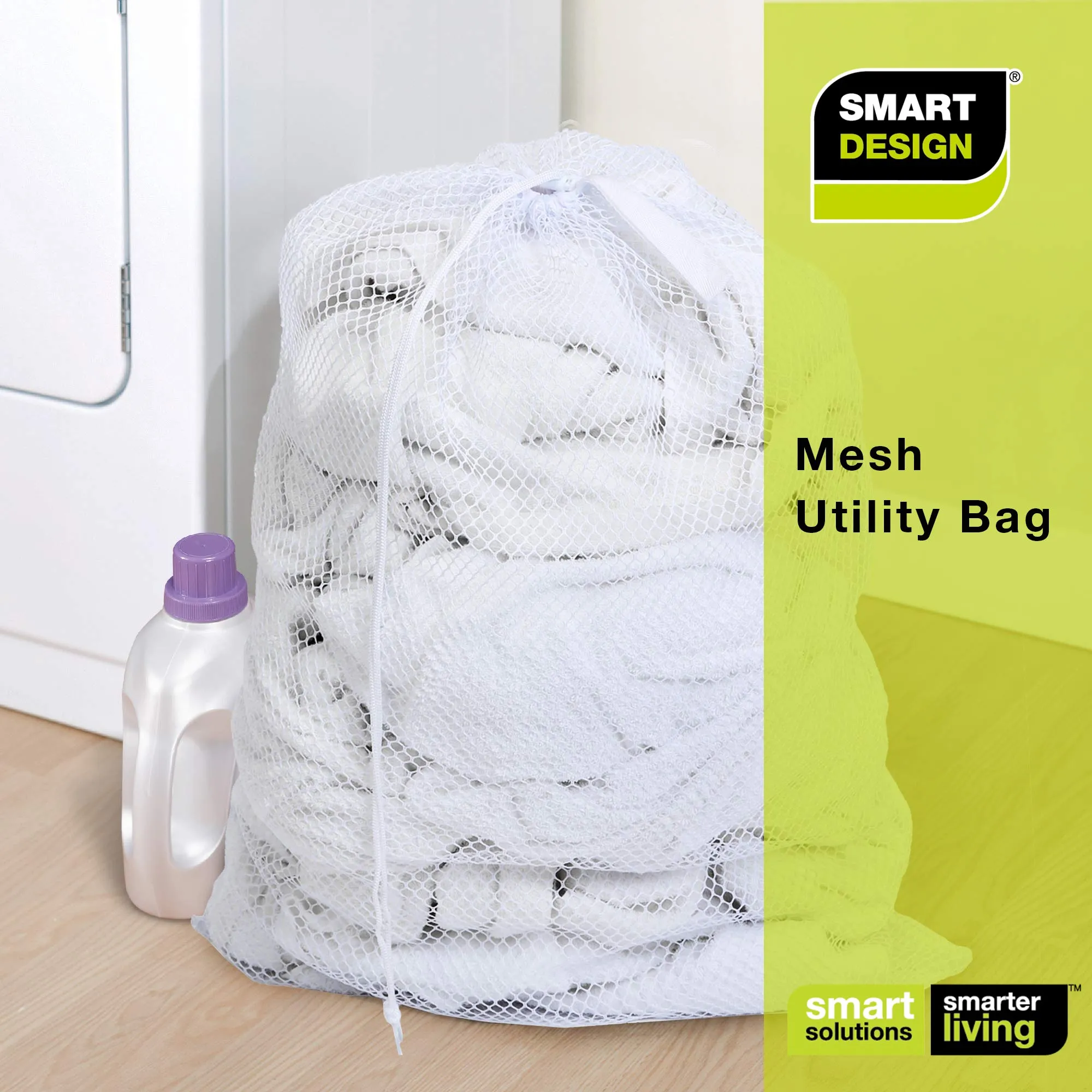 Mesh Laundry Bag with Handle and Push Lock Drawstring - Multiple Options