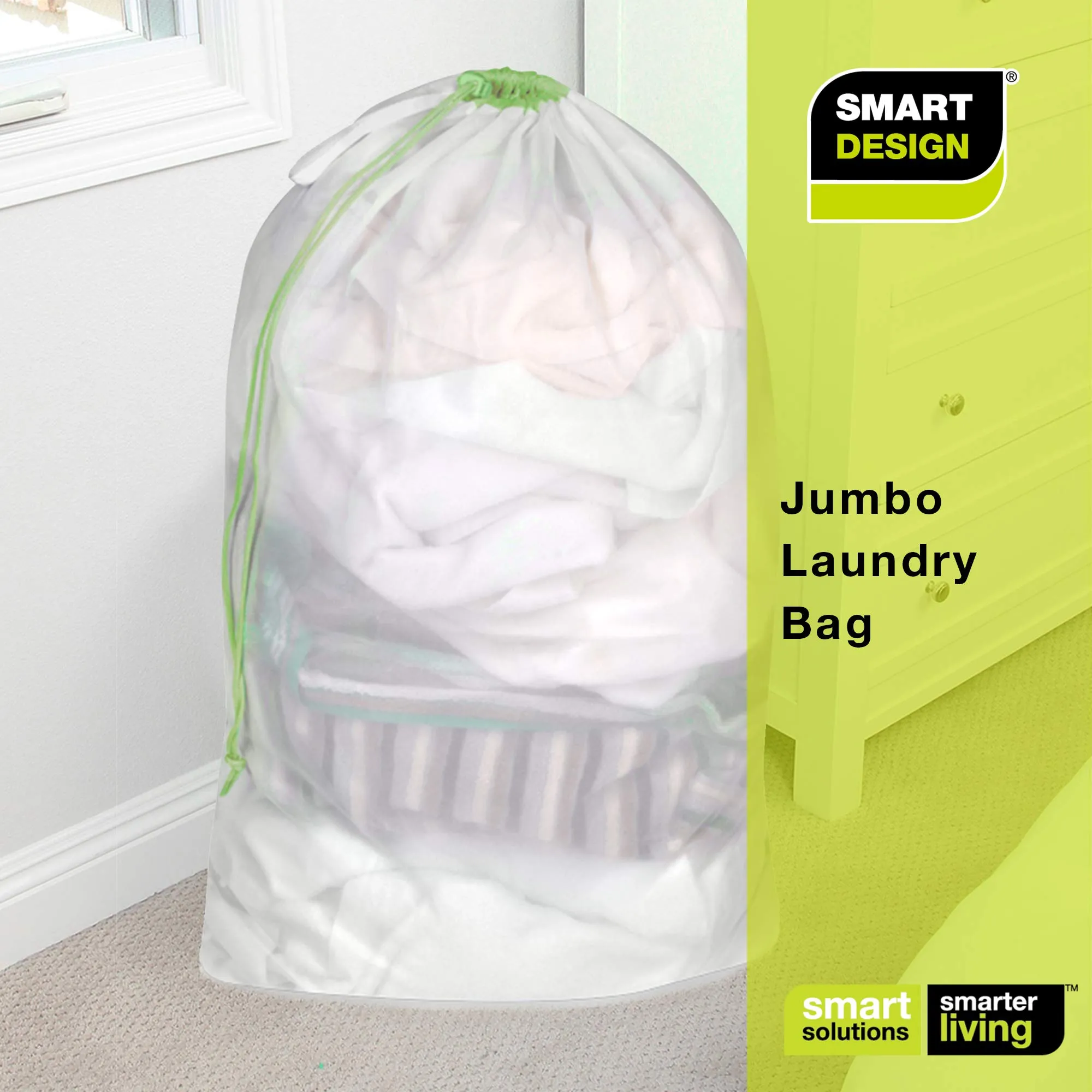 Mesh Laundry Bag with Handle and Push Lock Drawstring - Multiple Options