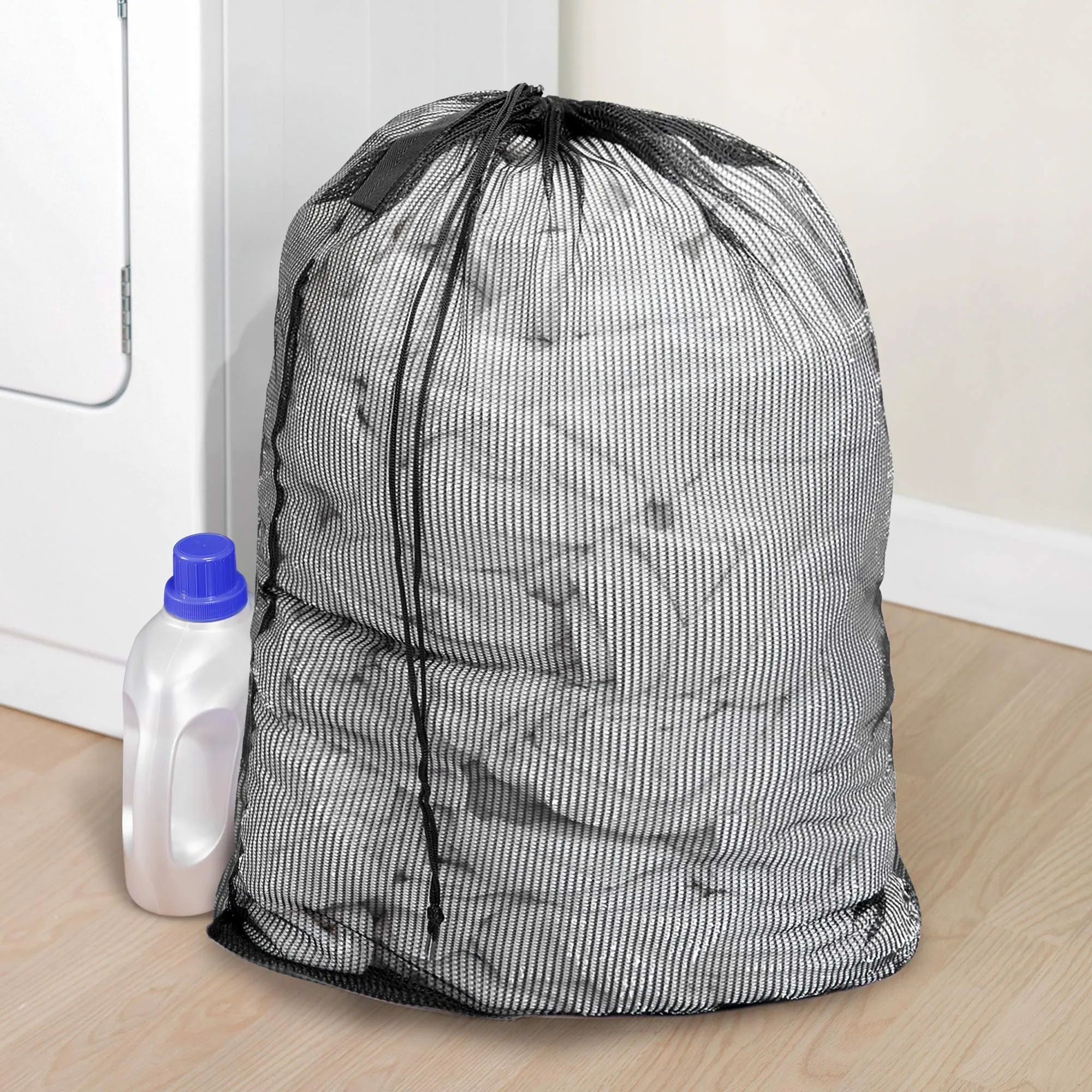 Mesh Laundry Bag with Handle and Push Lock Drawstring - Multiple Options