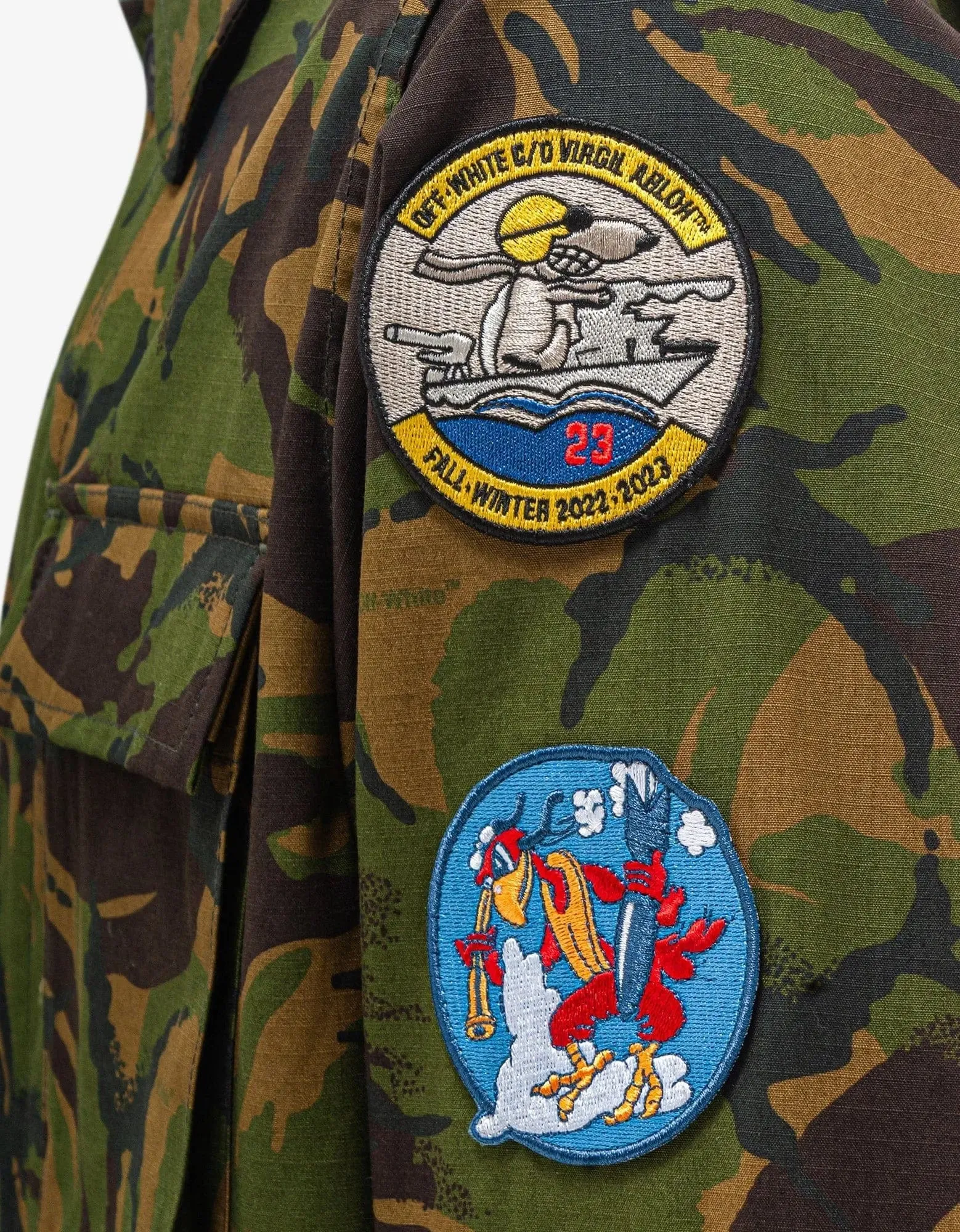 Off-White Green Camouflage Patch Field Jacket