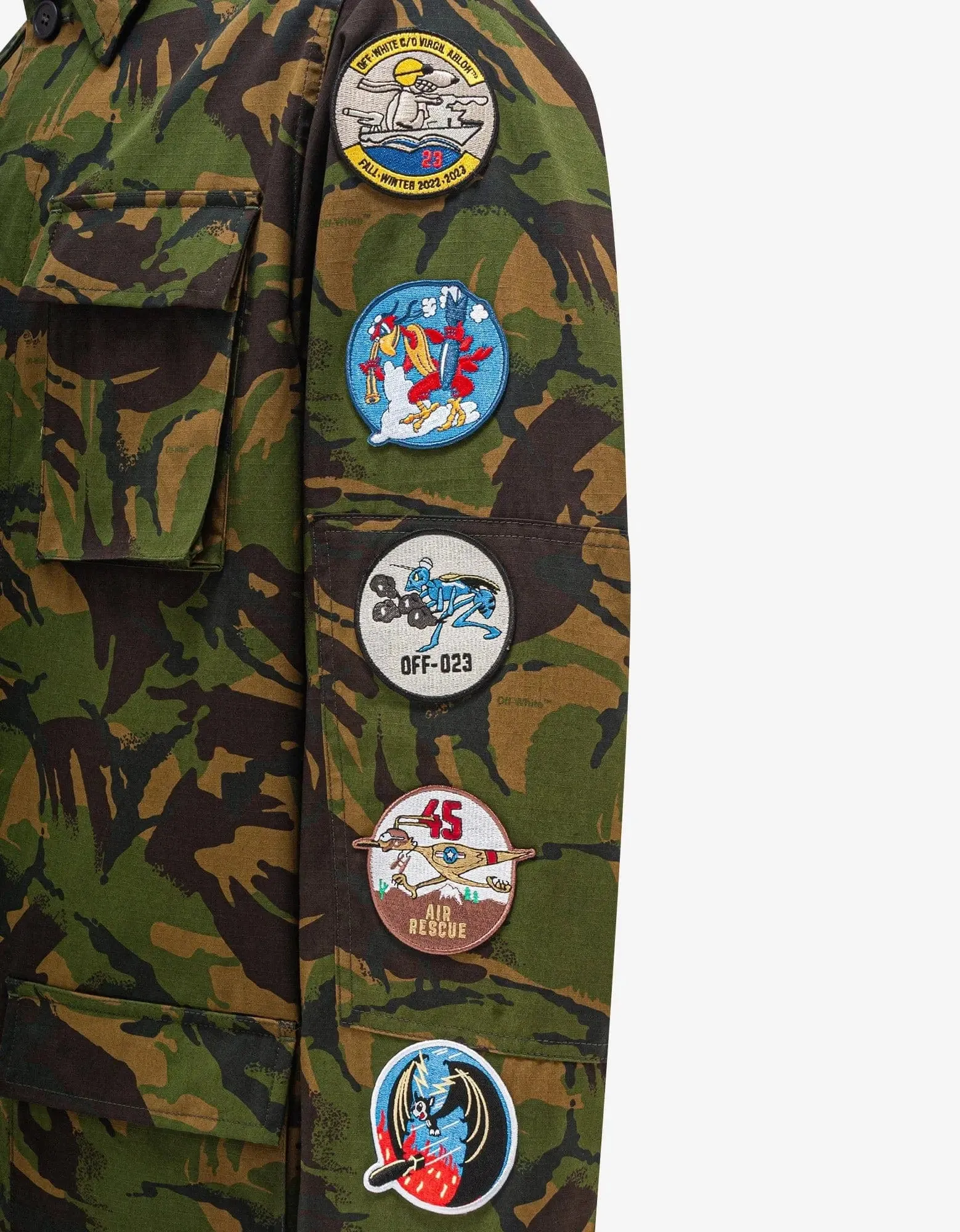 Off-White Green Camouflage Patch Field Jacket