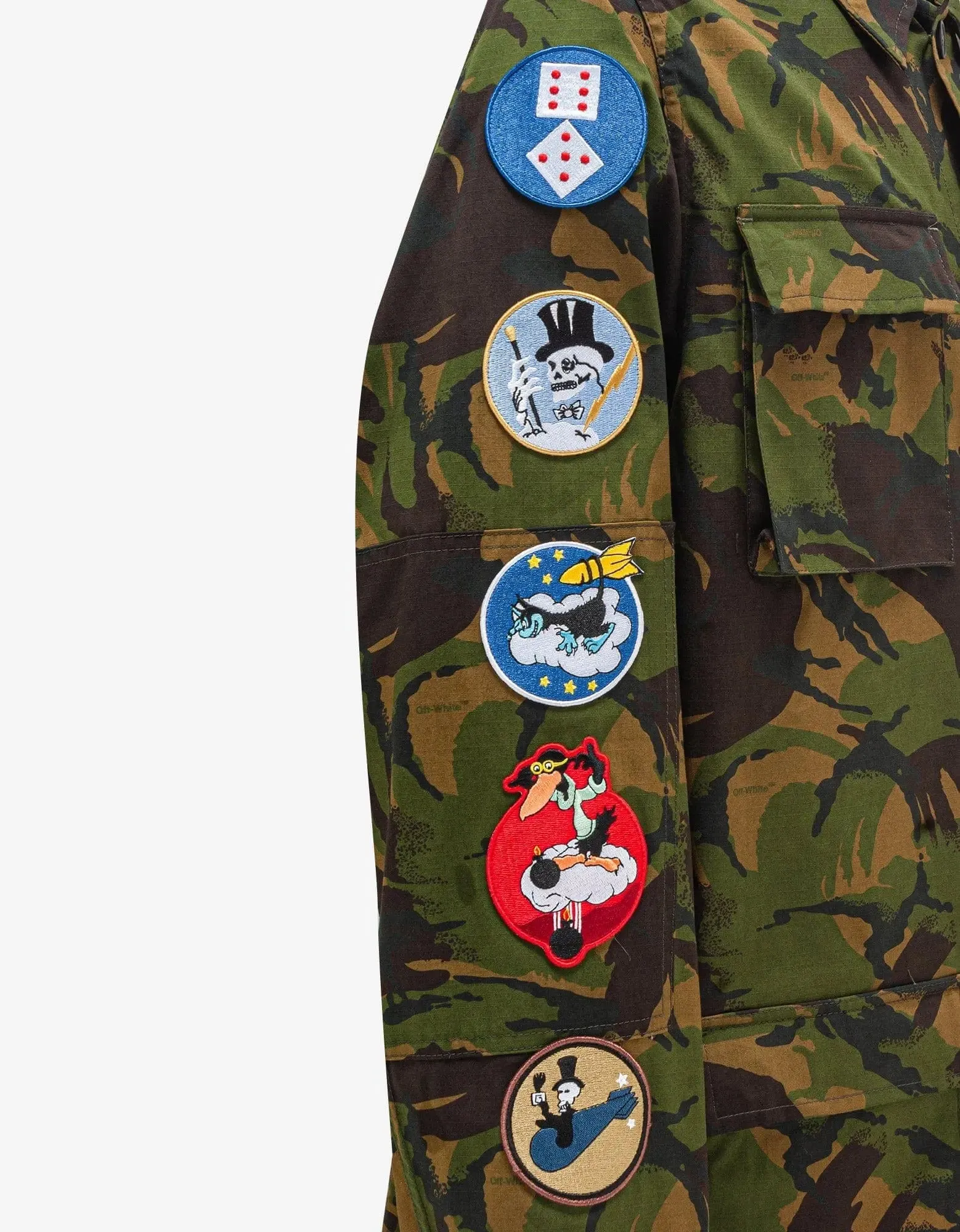 Off-White Green Camouflage Patch Field Jacket