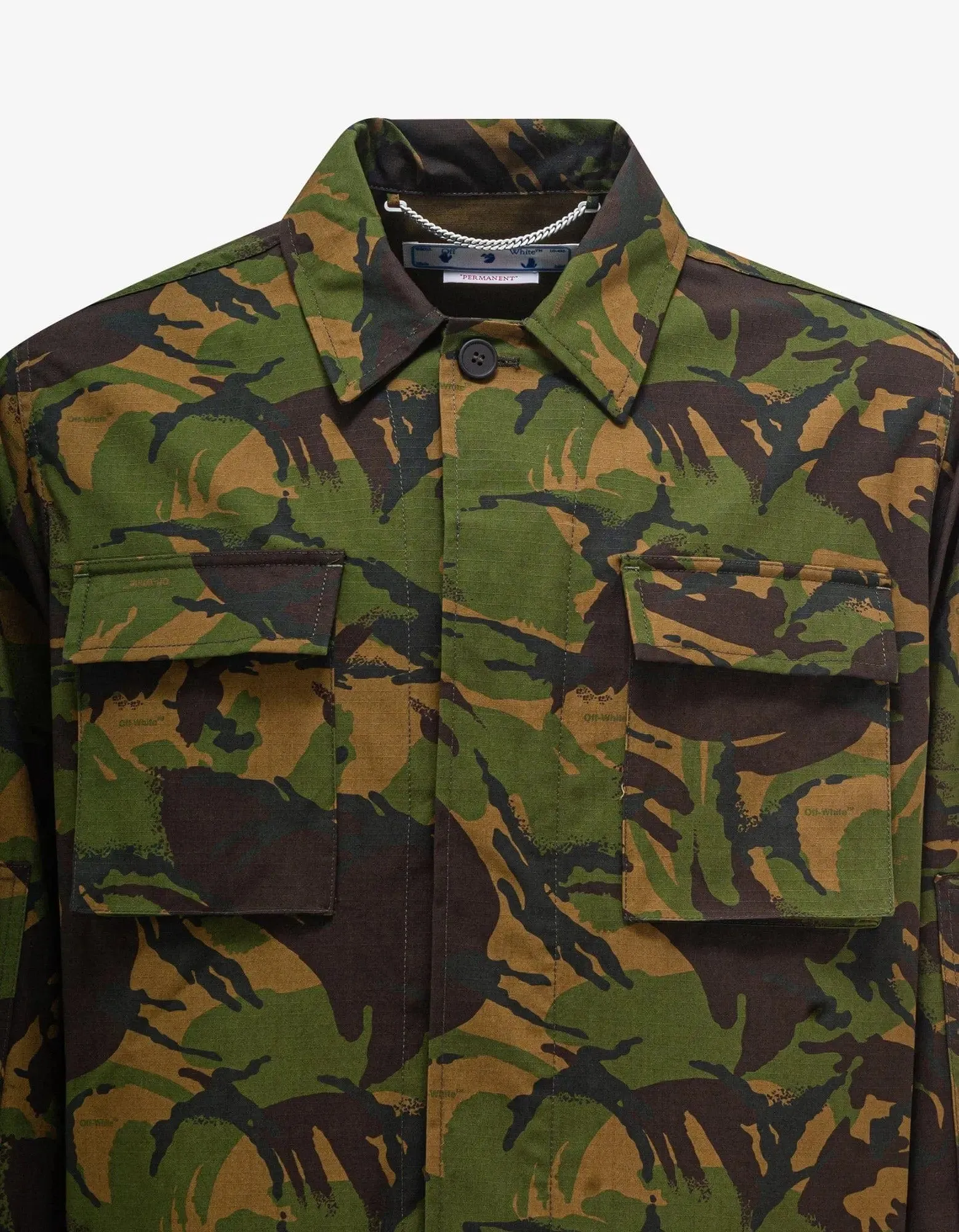 Off-White Green Camouflage Patch Field Jacket