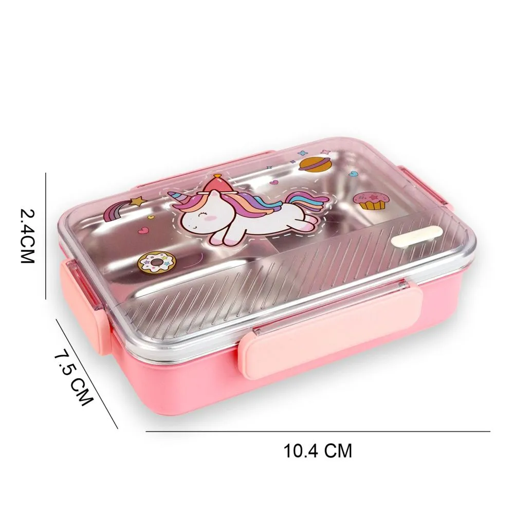 Pink Party Hat Unicorn Big Size Stainless Steel Kids Lunch Box/Tiffin with matching Lunch Bag