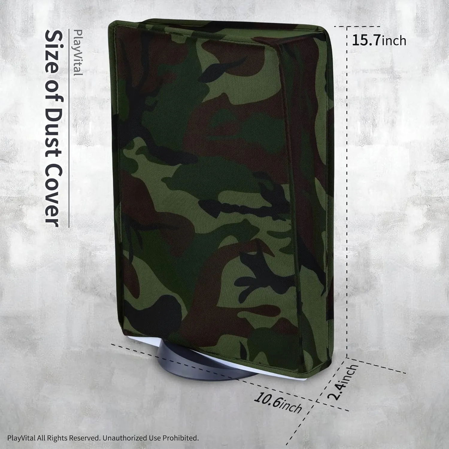 PlayVital Nylon Dust Cover for ps5, Soft Neat Lining Dust Guard for ps5 Console, Anti Scratch Waterproof Cover Sleeve for ps5 Digital Edition & Disc Edition - Forest Camouflage