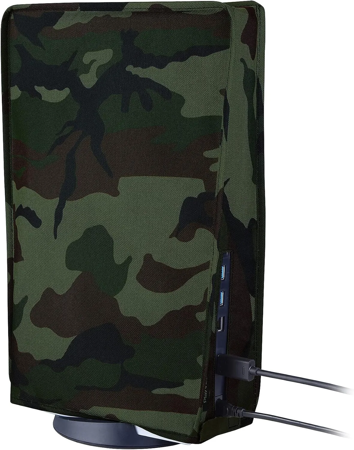 PlayVital Nylon Dust Cover for ps5, Soft Neat Lining Dust Guard for ps5 Console, Anti Scratch Waterproof Cover Sleeve for ps5 Digital Edition & Disc Edition - Forest Camouflage