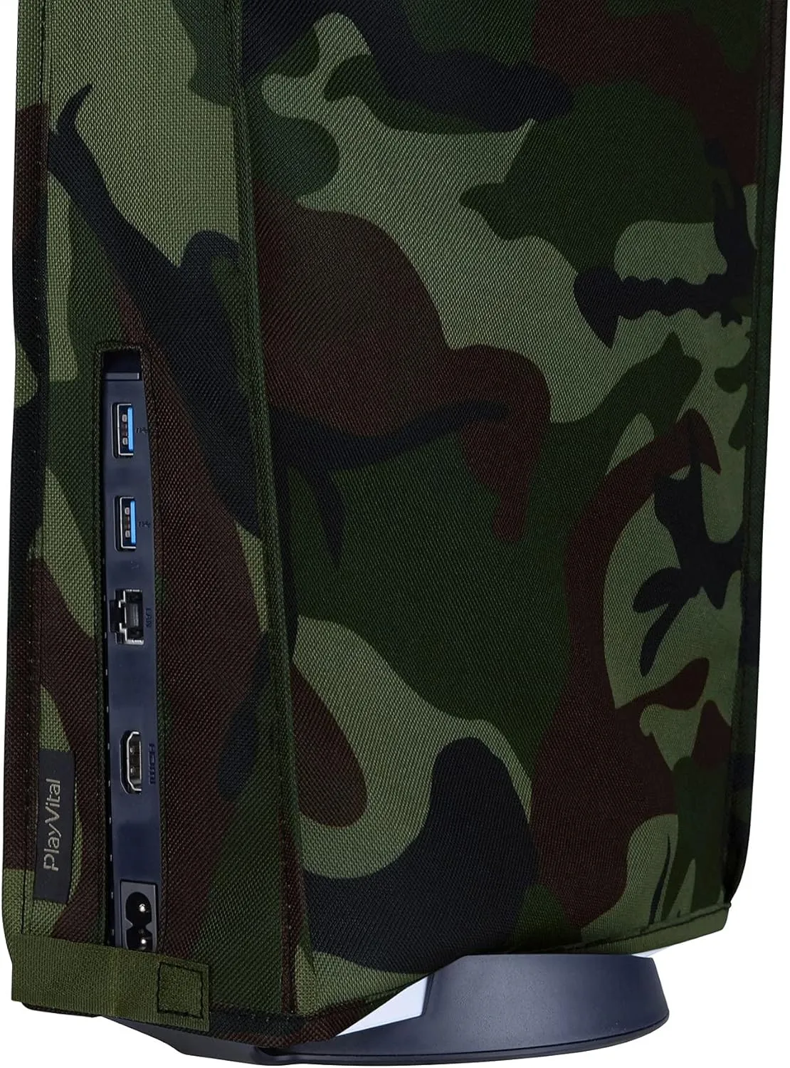 PlayVital Nylon Dust Cover for ps5, Soft Neat Lining Dust Guard for ps5 Console, Anti Scratch Waterproof Cover Sleeve for ps5 Digital Edition & Disc Edition - Forest Camouflage