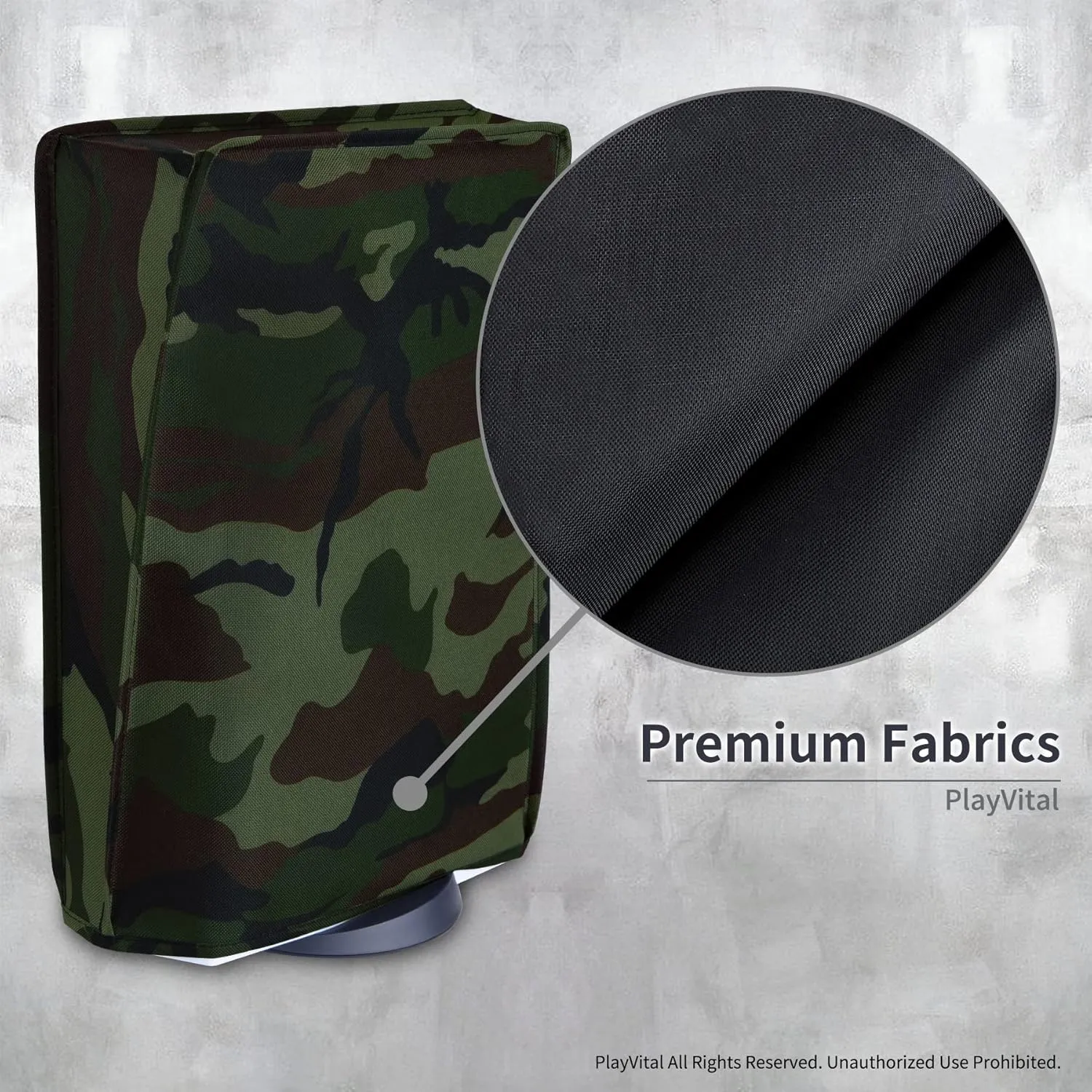 PlayVital Nylon Dust Cover for ps5, Soft Neat Lining Dust Guard for ps5 Console, Anti Scratch Waterproof Cover Sleeve for ps5 Digital Edition & Disc Edition - Forest Camouflage