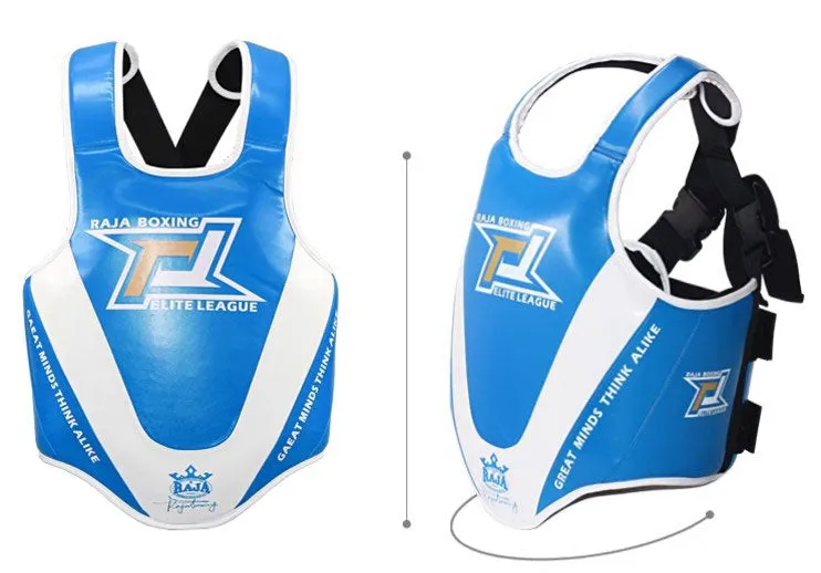 RAJA ELITE LEAGUE MUAY THAI BOXING MMA SPARRING PROTECTIVE GEAR SET Size S-XL Blue White