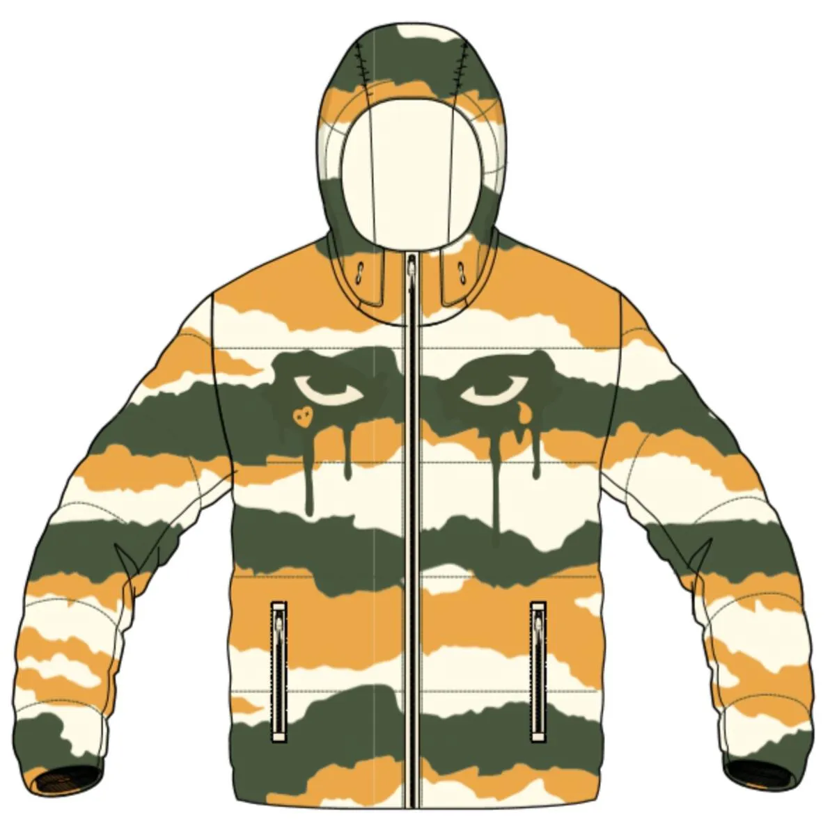 Roku Studio 2021 CAMOUFLAGE TEAR DRIP BUBBLE JACKET (Olive)
