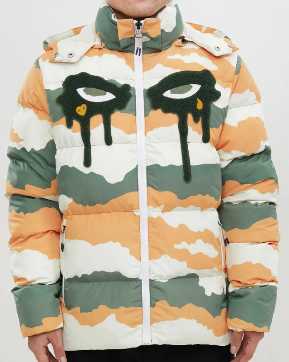 Roku Studio 2021 CAMOUFLAGE TEAR DRIP BUBBLE JACKET (Olive)