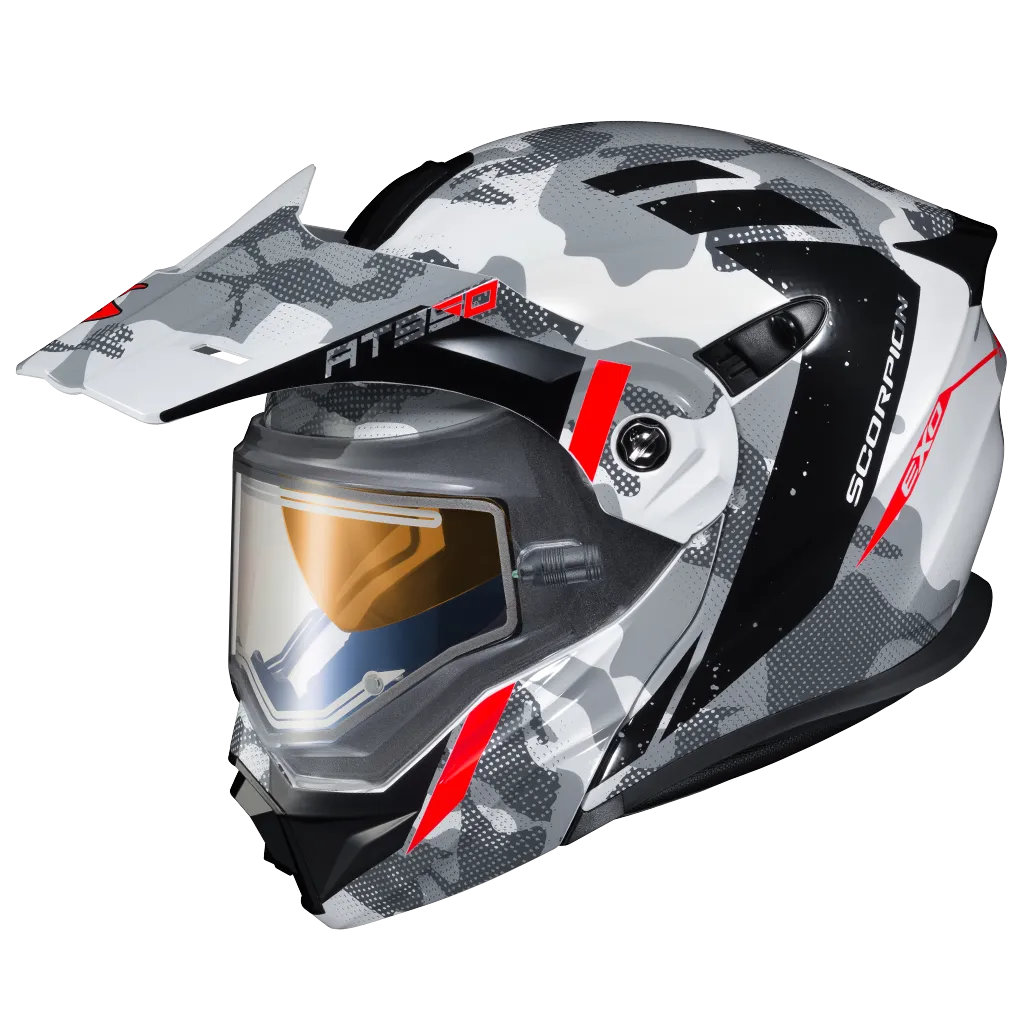 Scorpion EXO-AT950 Modular Snow Helmet Outrigger White Grey Electric Shield